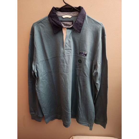 Men's L.L. Bean Traditional Fit Henley Shirt Size L Regular Teal Blue - Picture 1 of 5